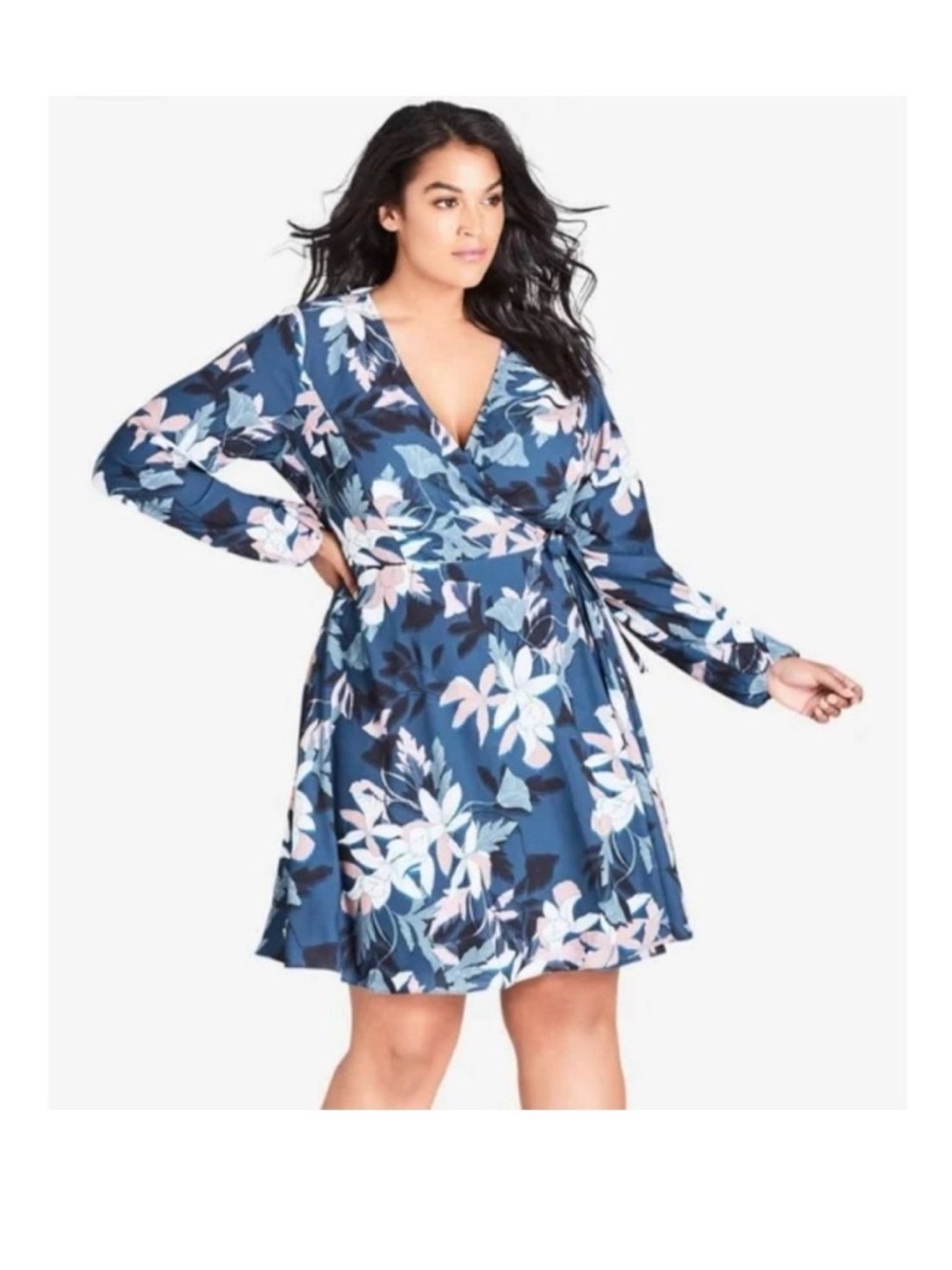 City Chic Floral Wrap Dress